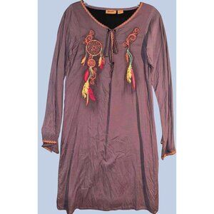 Wrangler Womens Embroidered Long Sleeve Dress With Dreamcatcher Design